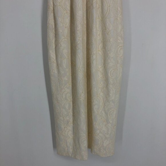 JayGodfrey White Paisley Jacquard Scoop Neck Front Slit Midi Length Dress 0 - Picture 12 of 16